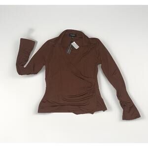 Banana Republic Women’s Wrap Top Brown Long Sleeve Stretch Size M